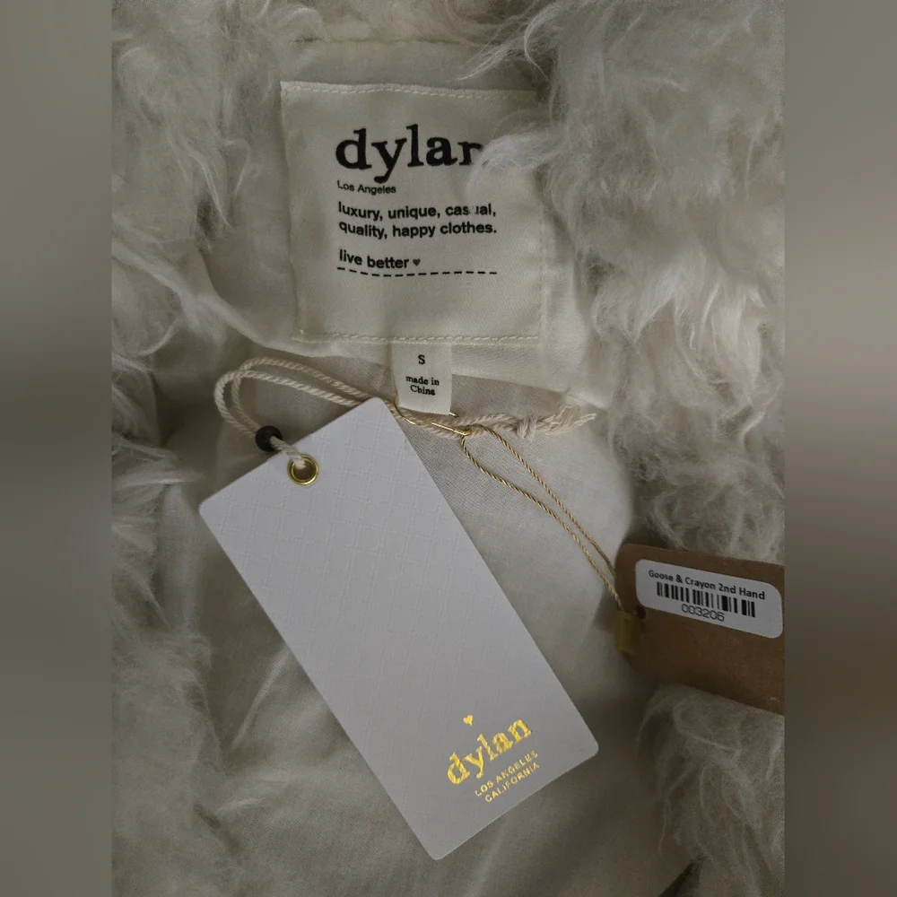 Dylan Los Angeles Faux Fur Shaggy Coat | Cream White | Size Small | NWT - Picture 7 of 10
